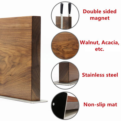260x240x32 mm Κρατήρας διπλής όψης μαγνητικών μαχαιριών με μόνιμο μπαμπού Ακασία Αλεψίλης
