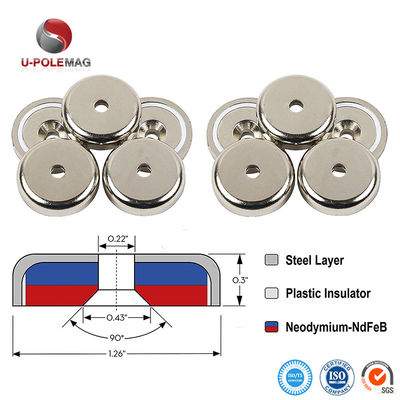 Δυνατοί NdFeB σπάνιες γης αντιβυθίζονται Neodymium Cup Pot Magnets με ανοχή ± 0,01 mm