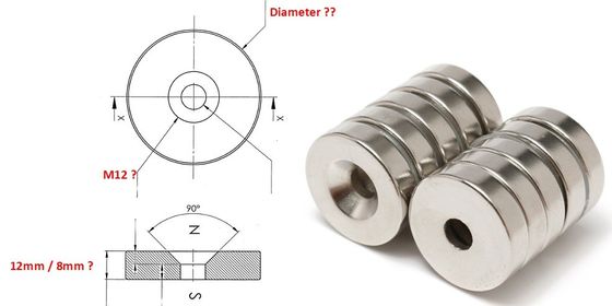5.5mm βίδα μέγεθος Βιομηχανικός μαγνήτης προσαρμοσμένο NeFeB γλάστρου μαγνήτης με Countersunk τρύπα δαχτυλίδι