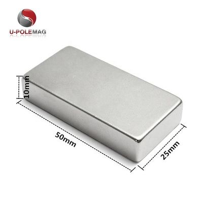 80C-220C Ανθεκτικός στις θερμοκρασίες N52 40x20x10 Μαγνήτης νεοδύμιου με επικάλυψη από νικέλιο