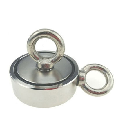 D75mm 200 kg Δυνατότητα έλξης Διπλής όψης Στρογγυλή Δυνατή μαγνητική συσκευή αλιείας Μαγνήτης διάσωσης με γάντζο