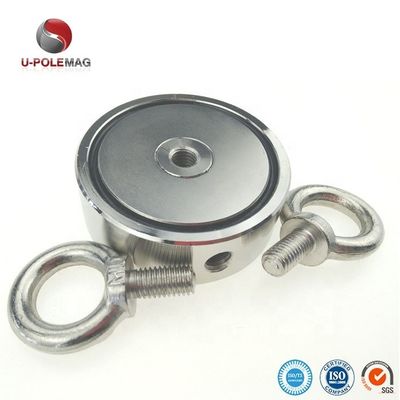D75mm 200 kg Δυνατότητα έλξης Διπλής όψης Στρογγυλή Δυνατή μαγνητική συσκευή αλιείας Μαγνήτης διάσωσης με γάντζο