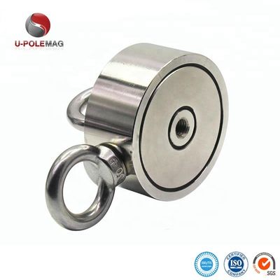 D75mm 200 kg Δυνατότητα έλξης Διπλής όψης Στρογγυλή Δυνατή μαγνητική συσκευή αλιείας Μαγνήτης διάσωσης με γάντζο