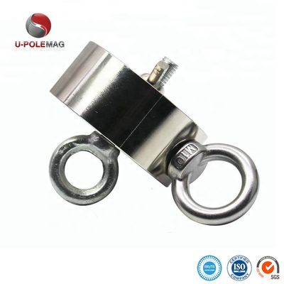 D75mm 200 kg Δυνατότητα έλξης Διπλής όψης Στρογγυλή Δυνατή μαγνητική συσκευή αλιείας Μαγνήτης διάσωσης με γάντζο