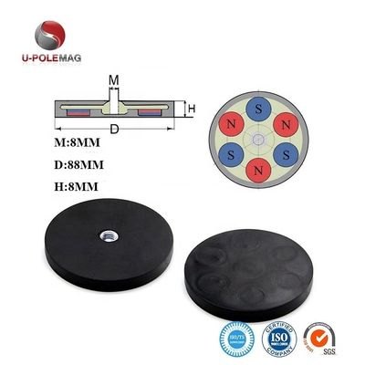 Εύκολη εγκατάσταση D43 D66 D88mm Ελαστικό επιχρισμένο POT μαγνήτης τοποθέτησης με εσωτερικό νήμα