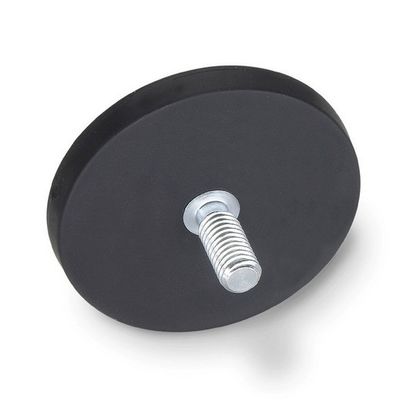 D88x8mm στρογγυλή ελαστική επικαλυμμένη μαγνητική βάση με εξωτερικό νήμα 45kg δύναμη έλξης στρογγυλό σχήμα