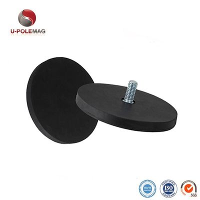 D88x8mm στρογγυλή ελαστική επικαλυμμένη μαγνητική βάση με εξωτερικό νήμα 45kg δύναμη έλξης στρογγυλό σχήμα