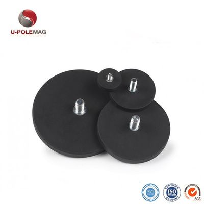 D88x8mm στρογγυλή ελαστική επικαλυμμένη μαγνητική βάση με εξωτερικό νήμα 45kg δύναμη έλξης στρογγυλό σχήμα