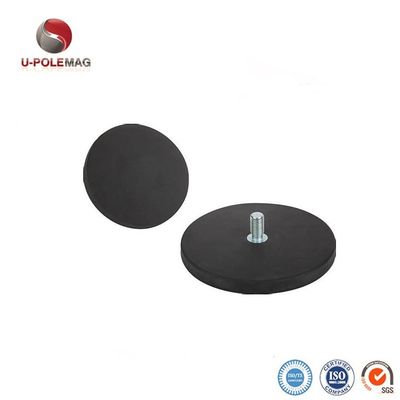 D88x8mm στρογγυλή ελαστική επικαλυμμένη μαγνητική βάση με εξωτερικό νήμα 45kg δύναμη έλξης στρογγυλό σχήμα