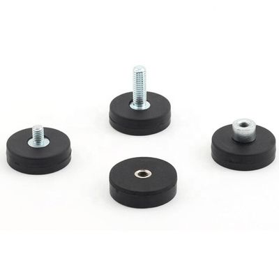 Νεοδύμιο στρογγυλός μαγνήτης D22x6mm με M4 επίπεδο θηλυκό γρανάζιο και ελαστική επιφάνεια