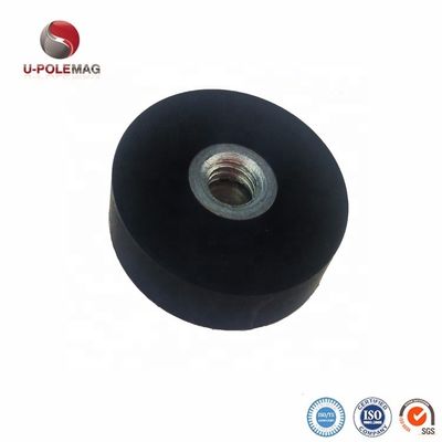 Νεοδύμιο στρογγυλός μαγνήτης D22x6mm με M4 επίπεδο θηλυκό γρανάζιο και ελαστική επιφάνεια