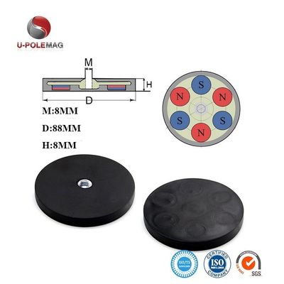 Ενίσχυρη έλξη M8 νήμα Neodymium Gum Coated Pot Magnet Βιομηχανική ποιότητα μη ολισθητική τοποθέτηση