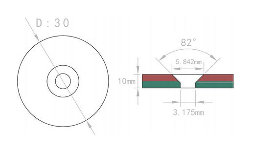 Προσαρμοσμένοι μαγνήτες Neodymium Countersunk για βέλτιστη πυκνότητα απόδοσης 7,6g/cm3 βαθμού N42