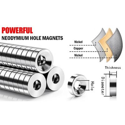 Βιομηχανικός και επιστημονικός N40 Neodymium Countersunk Ring Magnet με τρύπα που κρατά μαγνήτη