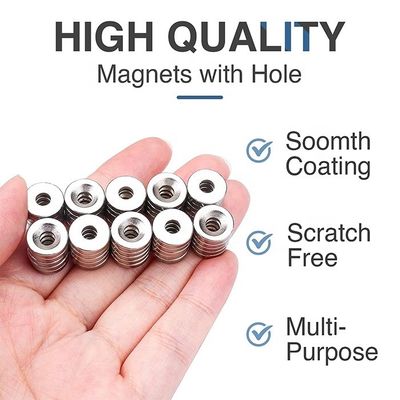 Βιομηχανικός και επιστημονικός N40 Neodymium Countersunk Ring Magnet με τρύπα που κρατά μαγνήτη