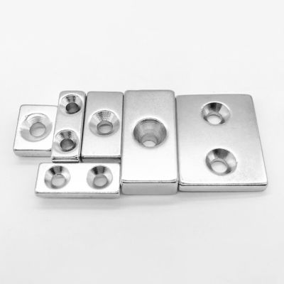 10000 Gauss N52SH Δυνατός μαγνήτης μπλοκ με 2 τρύπες Neodymium NdFeB υλικό